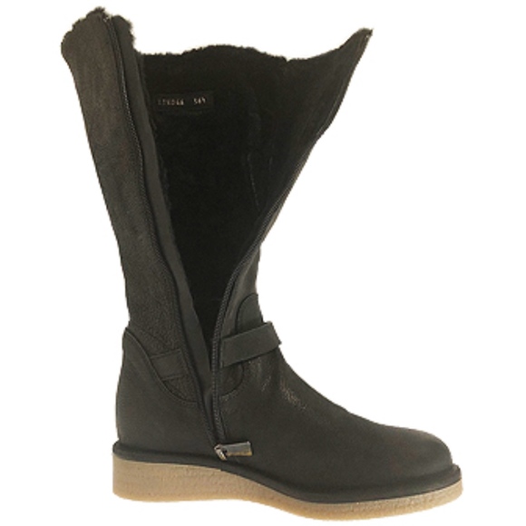 Emporio Armani Fur Lined Leather Nero Winter Boots - Picture 4 of 8